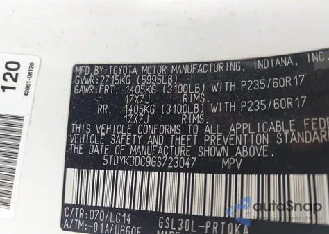 2016 Toyota Sienna Xle 8 Passenger from USA, damaged, VIN 5TDYK3DC9GS723047